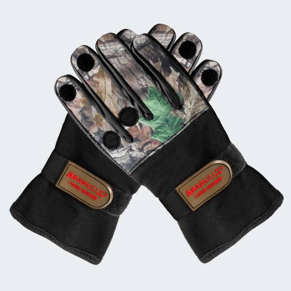Guanti pesca 'wizard' | Neoprene | Punta delle dita pieghevole | Nero/Campuflage 2/5