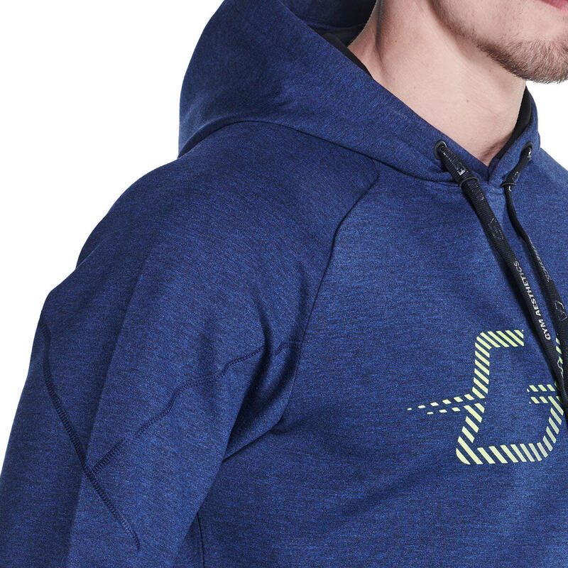 Men Plain LOGO Lightweight Hooded Sweatshirts Hoodie - Navy blue