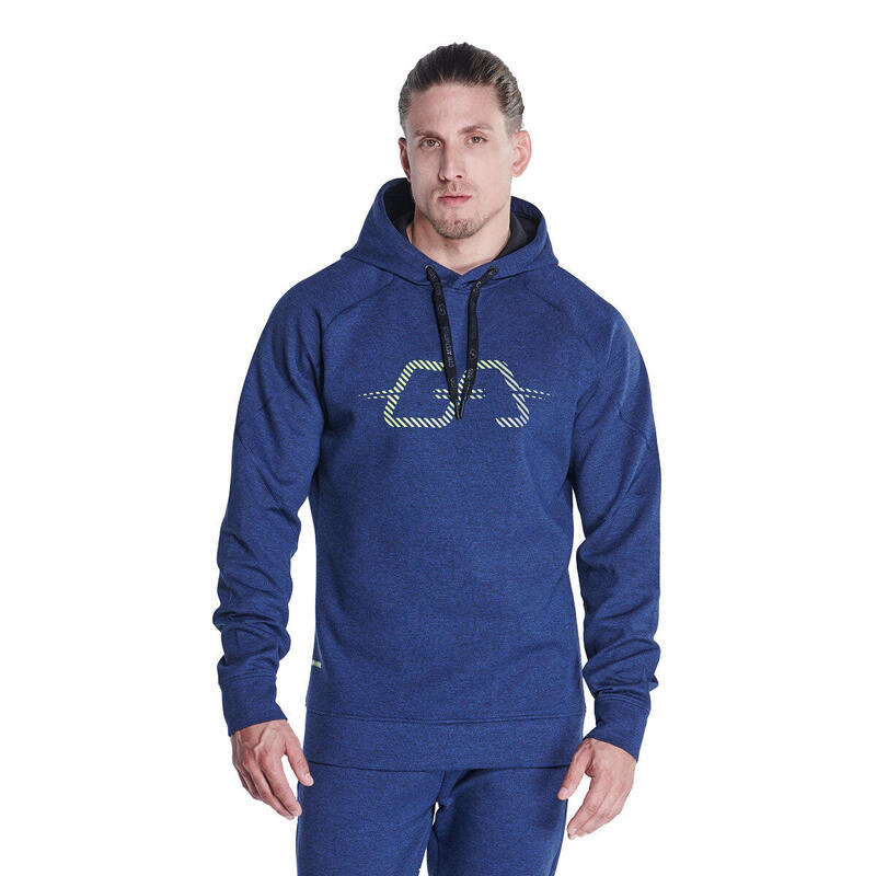 Men Plain LOGO Lightweight Hooded Sweatshirts Hoodie - Navy blue