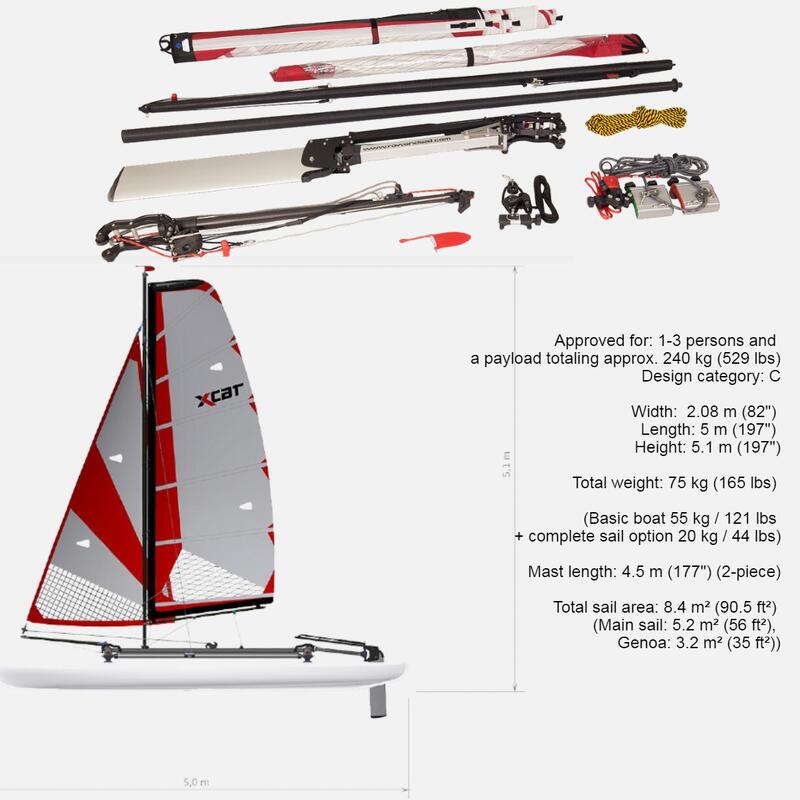 XCAT SAIL 帆船 (便攜可置車頂運載) - 白色/紅色/黑色