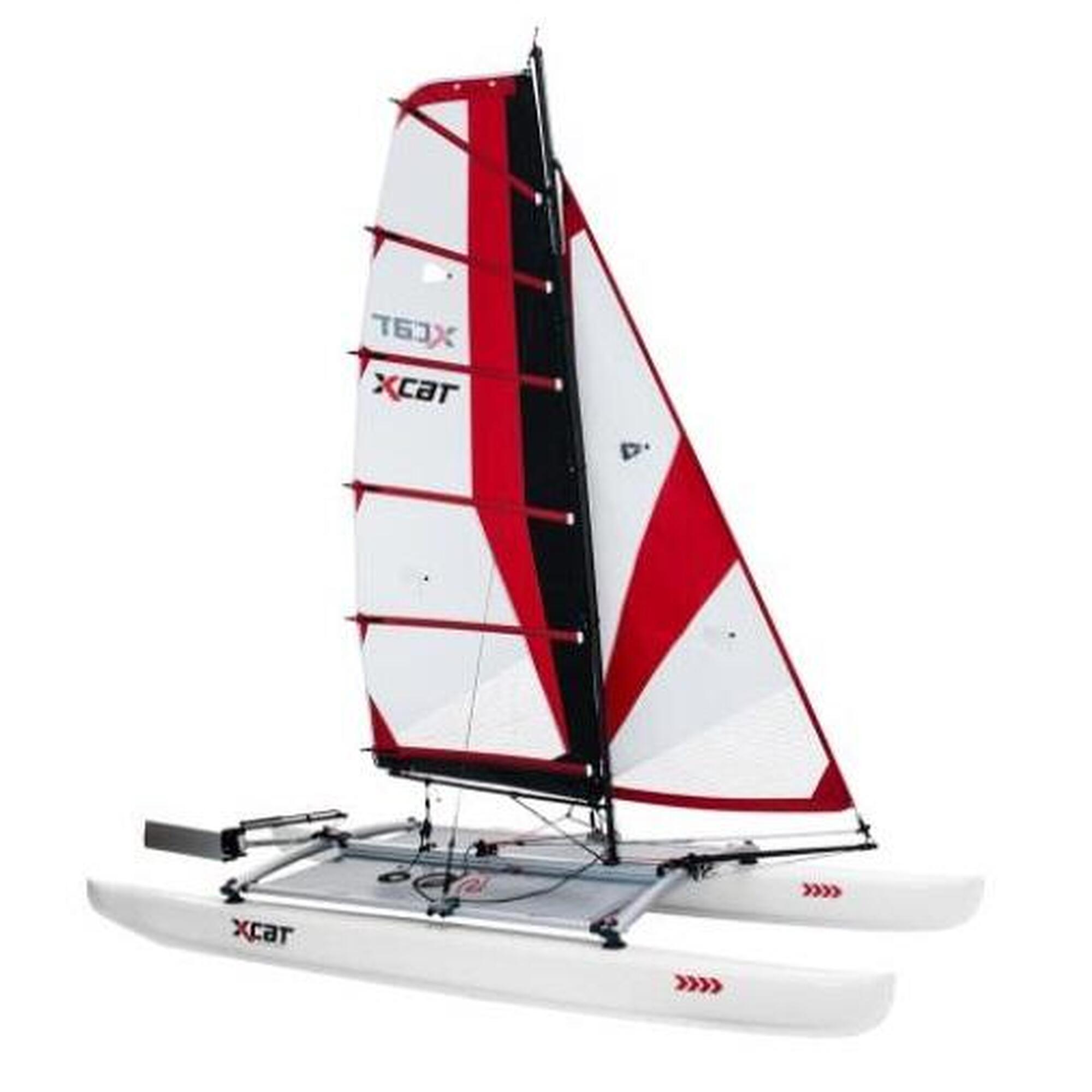 XCAT SAIL Sailing Catamaran Boat - White/Red/Black