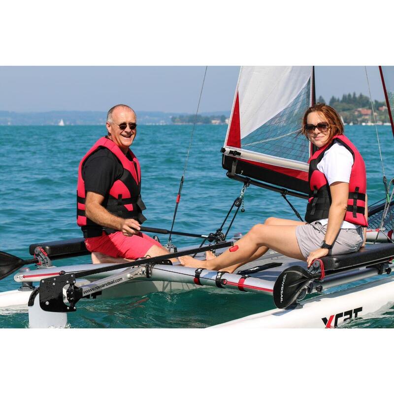 XCAT SAIL Sailing Catamaran Boat - White/Red/Black