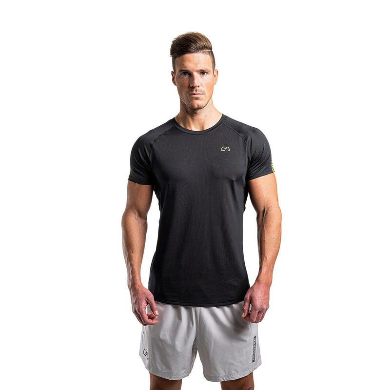 Men 6in1 Dri-Fit Stretchy Gym Running Sports T Shirt Fitness Tee - BLACK