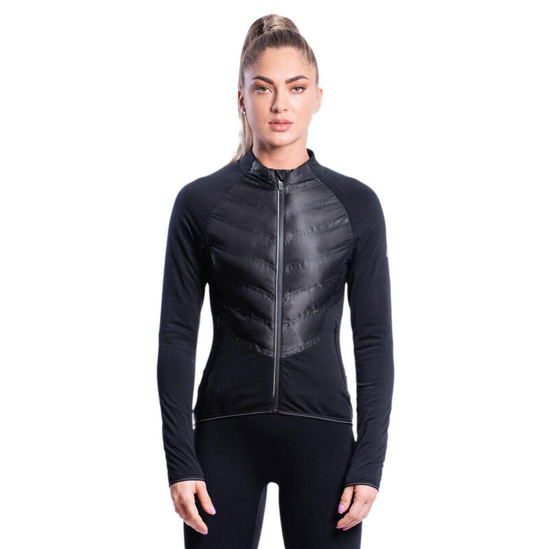 Women 1/2 Lightweight Waterproof Sports Down Puffer Hooded Jacket - BLACK