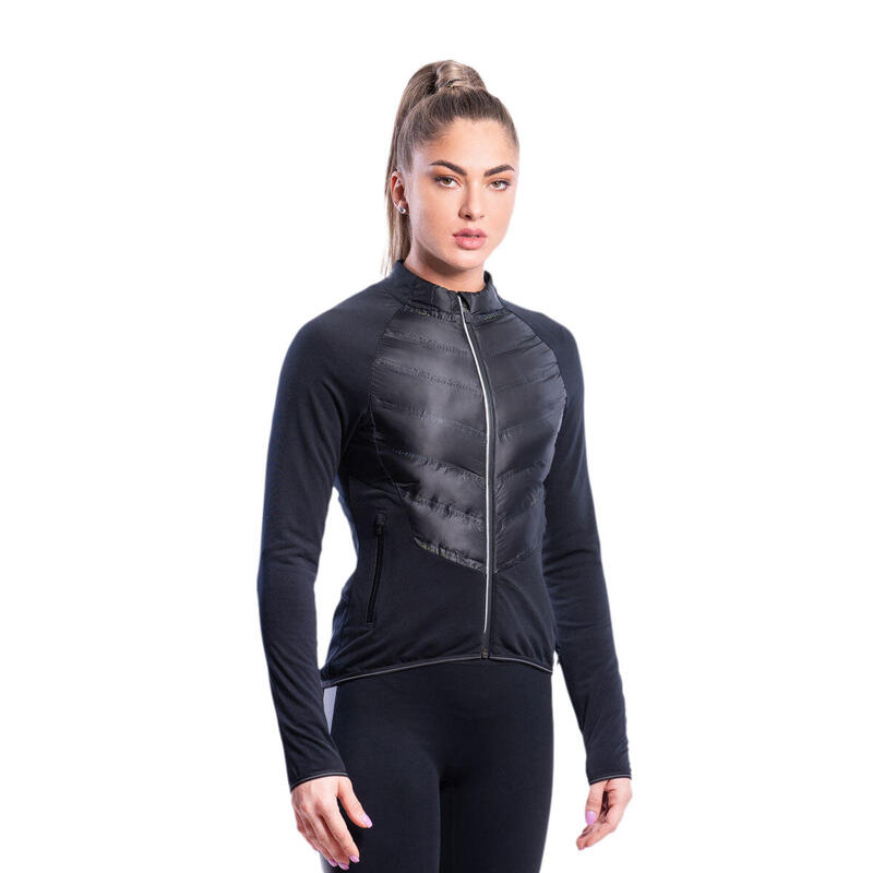 Women 1/2 Lightweight Waterproof Sports Down Puffer Hooded Jacket - BLACK