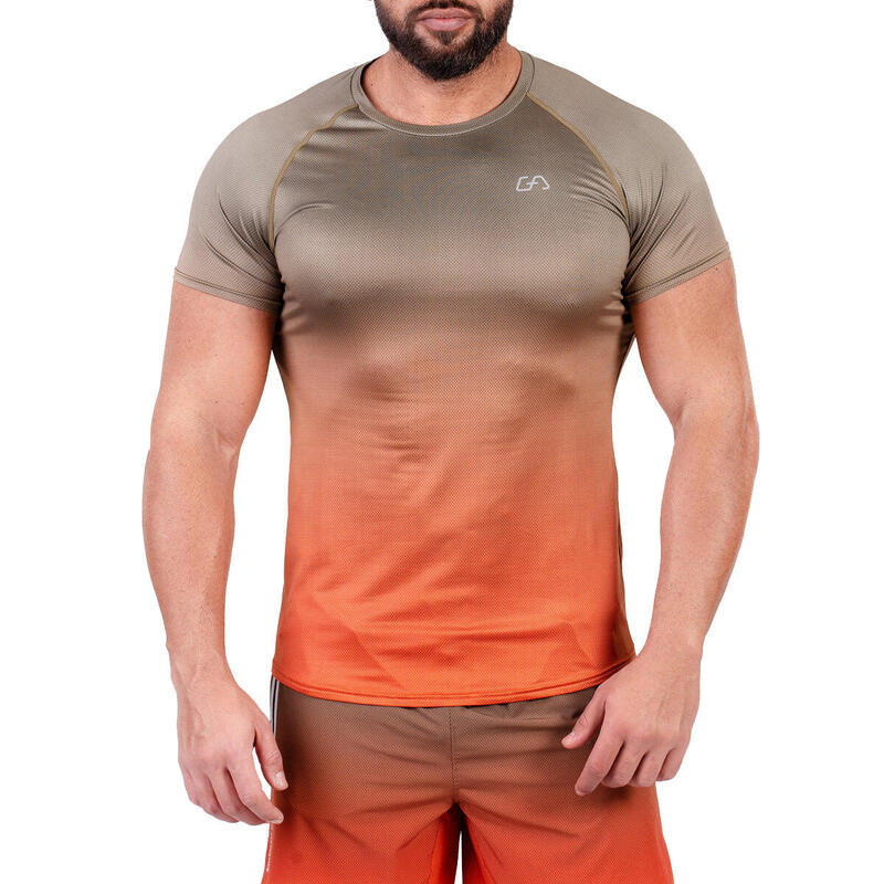 Men Dri-Fit Gradient Gym Running Sports T Shirt Fitness Tee - OLIVE