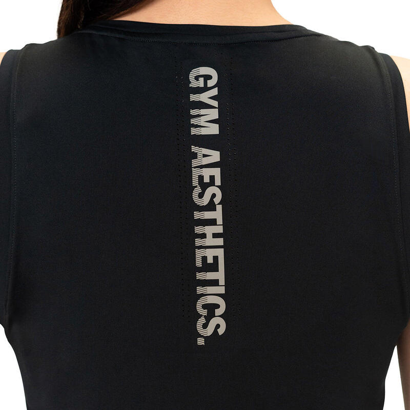 Women GA Badge Fitness Sports Vest/Tank Top - BLACK