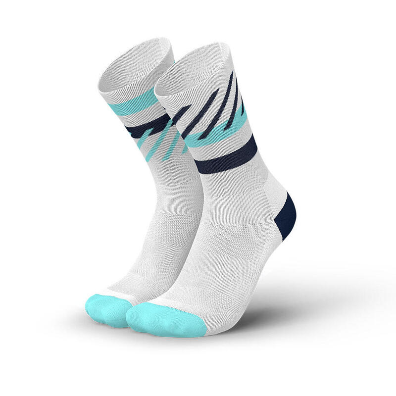 Ultra-light Breathable High-Cut Running Socks - Blue/White