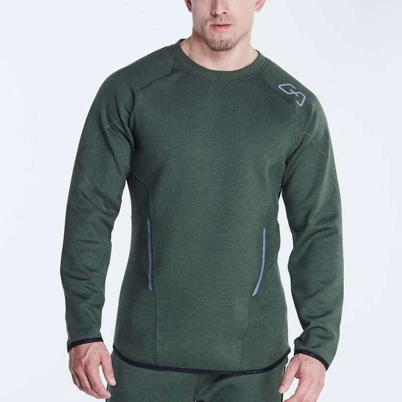 Men Plain Coldproof Lightweight Long Sweatshirts - Black olive