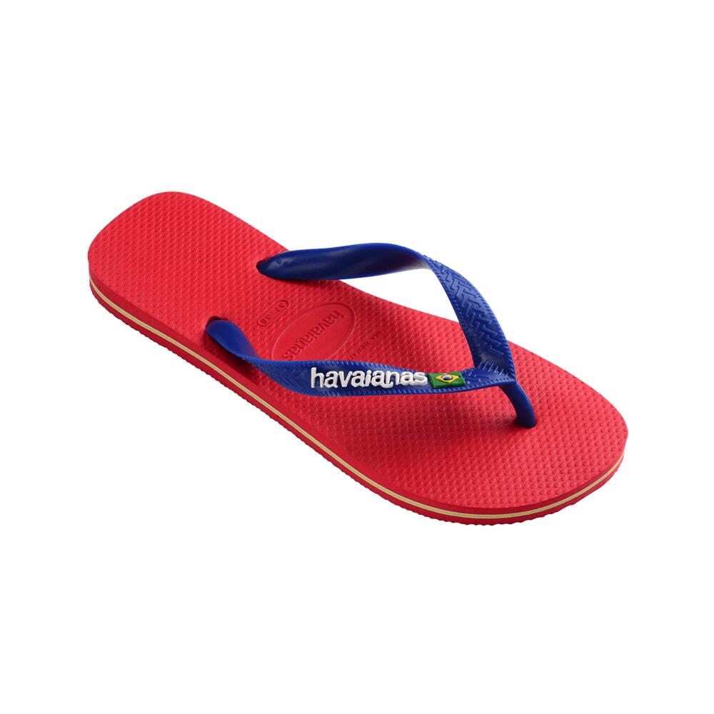 Unisex Brasil Logo Flip Flops Ruby Red/Ruby Red