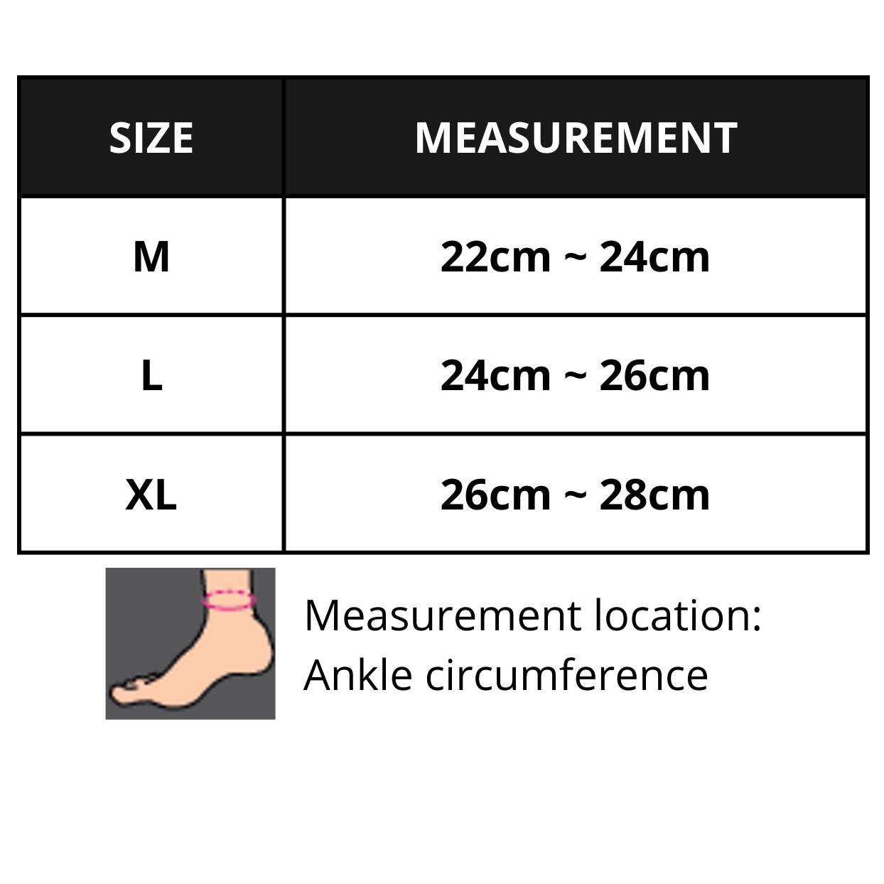 Mizuno ankle brace sizing chart discount