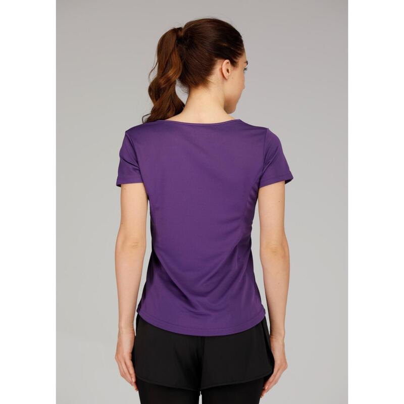 女裝排汗透氣圓領短袖運動T恤 - 紫色