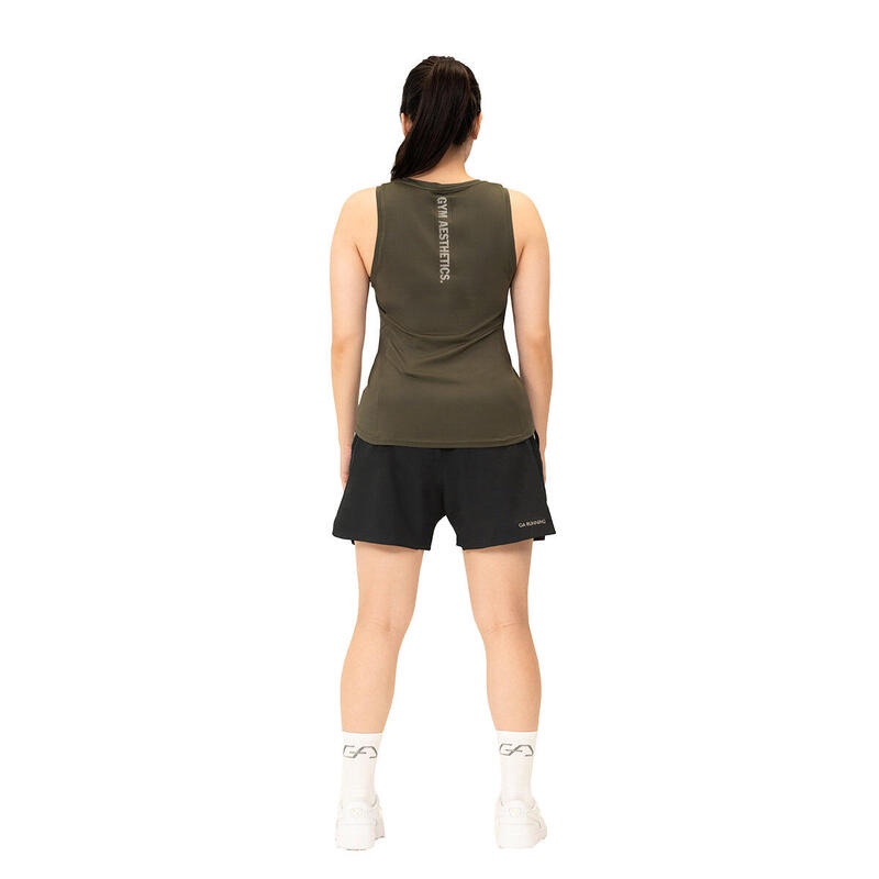 Women GA Badge Fitness Sports Vest/Tank Top - OLIVE GREEN