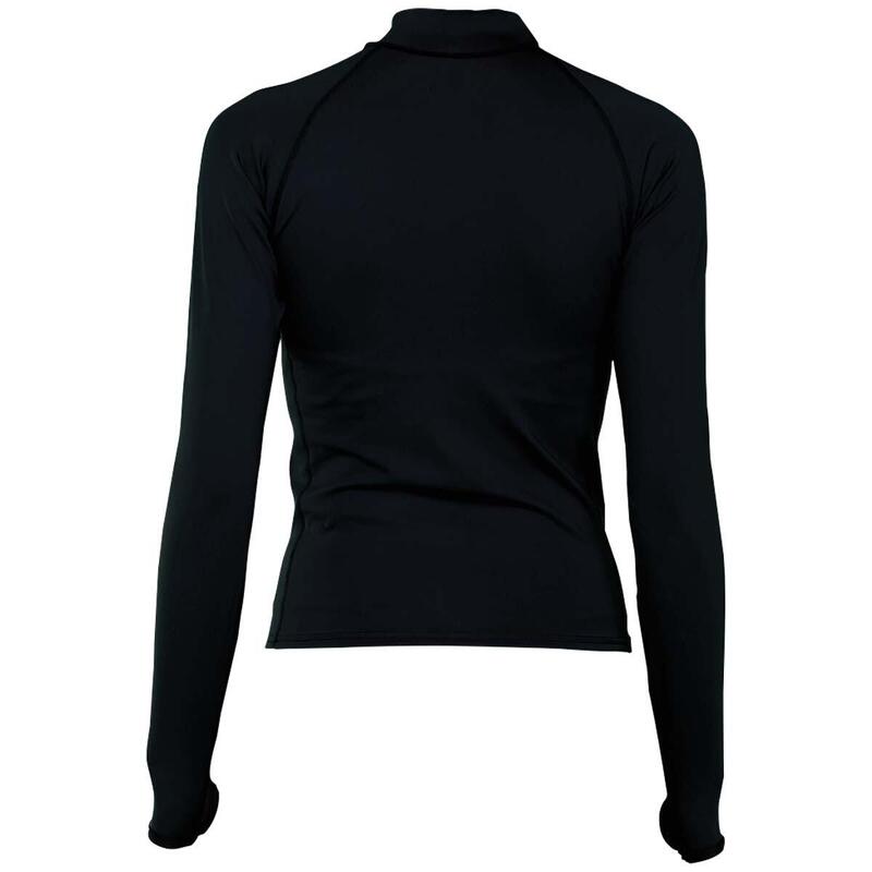 女士 UPF 50 防曬長袖衝浪衣 - 黑色