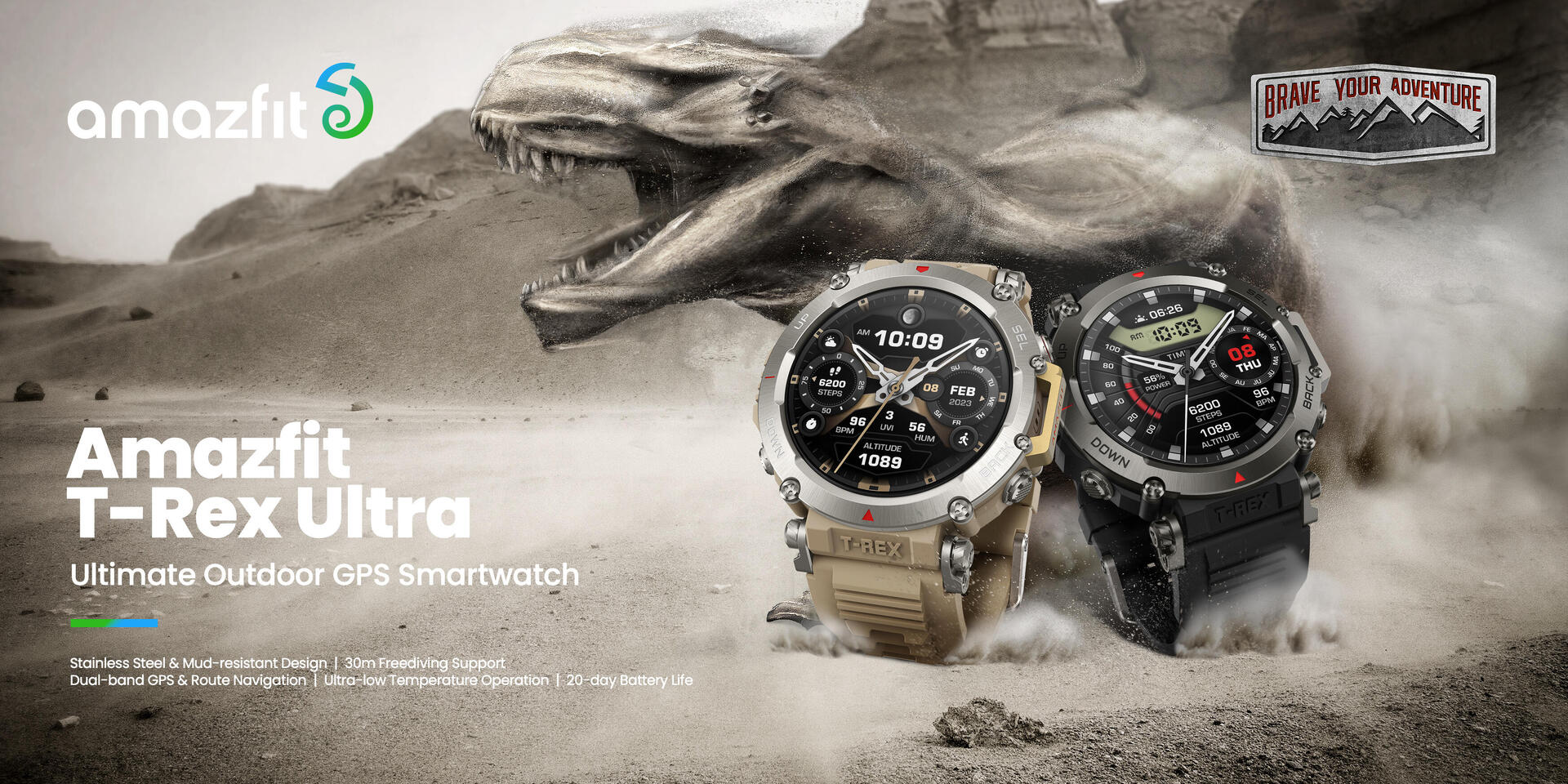 T-Rex Ultra Ultimate Outdoor GPS Smartwatch Khaki