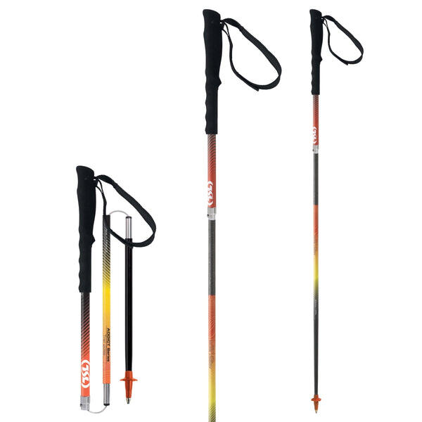 Outdoor Trail Carbon 4 碳纖越野跑步杖 (輕量泡沫長手柄) - 黑色/橙色