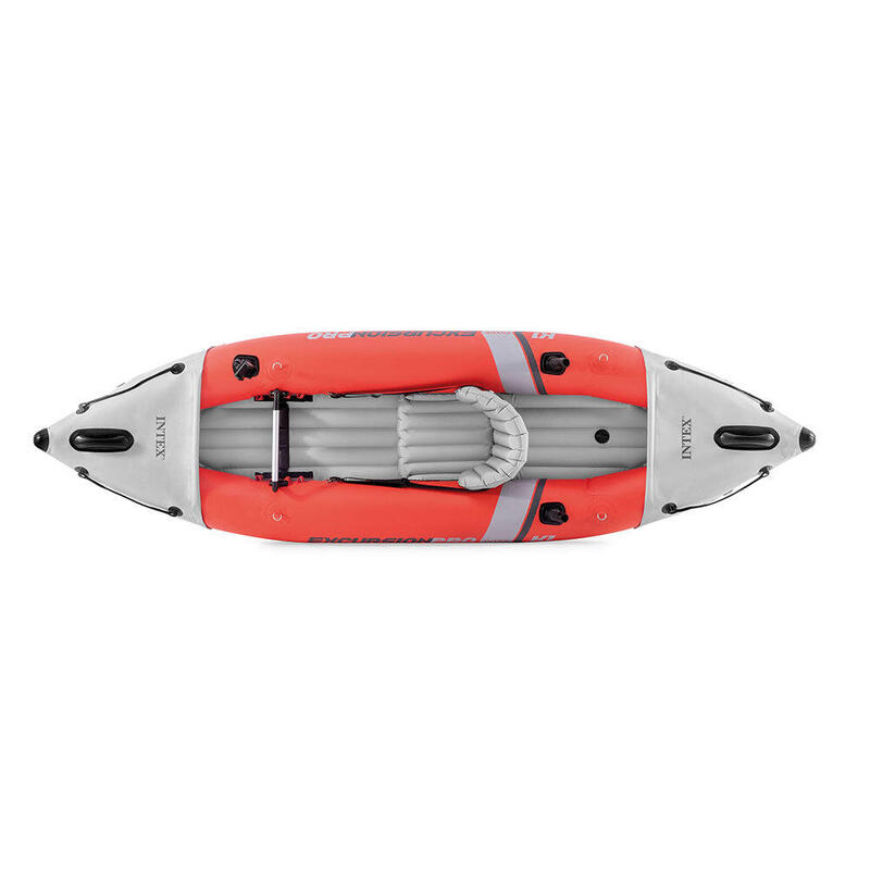 Excursion Pro K1 - 1人充氣式獨木舟及鋁漿套裝 - 紅色