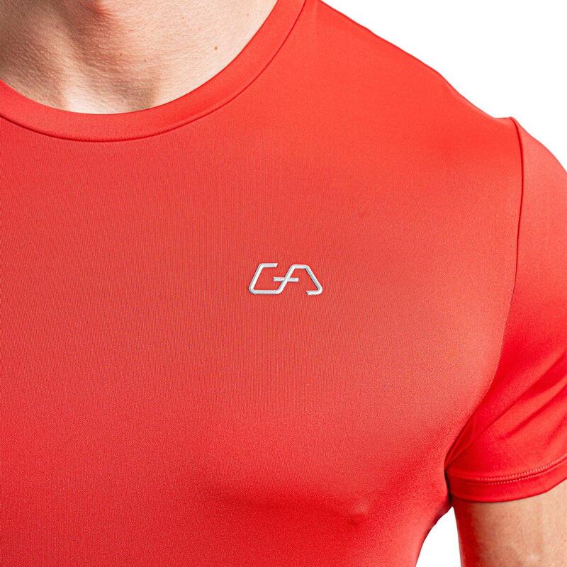 Men 6in1 Plain Tight-Fit Gym Running Sports T Shirt Fitness Tee - Coral pink