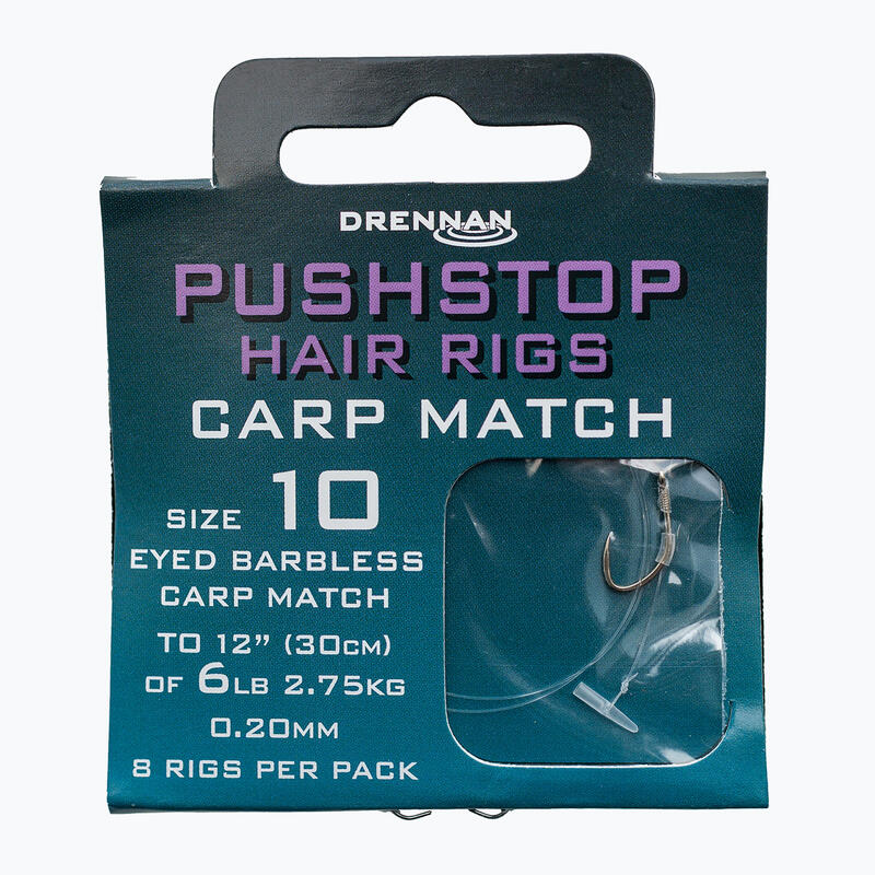 Drennan Pushstop H'Rig Carp Match lider cu opritor și cârlig fără barbles