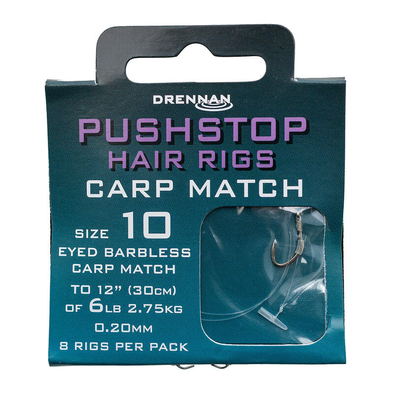 Drennan Pushstop H'Rig Carp Match lider cu opritor și cârlig fără barbles