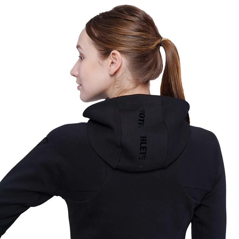Women Slim Fit Lightweight Zipper Running Sport Hooded Jacket - BLACK