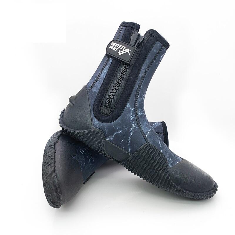 中性防滑厚底潛水長靴5mm - 大理石藍色