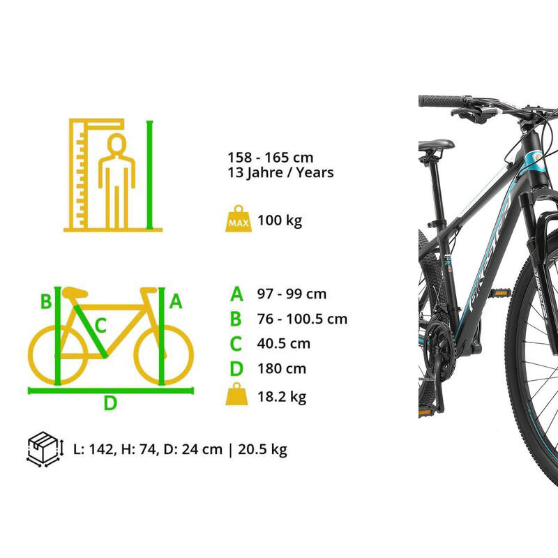 Bicicleta de montaña 27.5" aluminio BIKESTAR hardtail negro