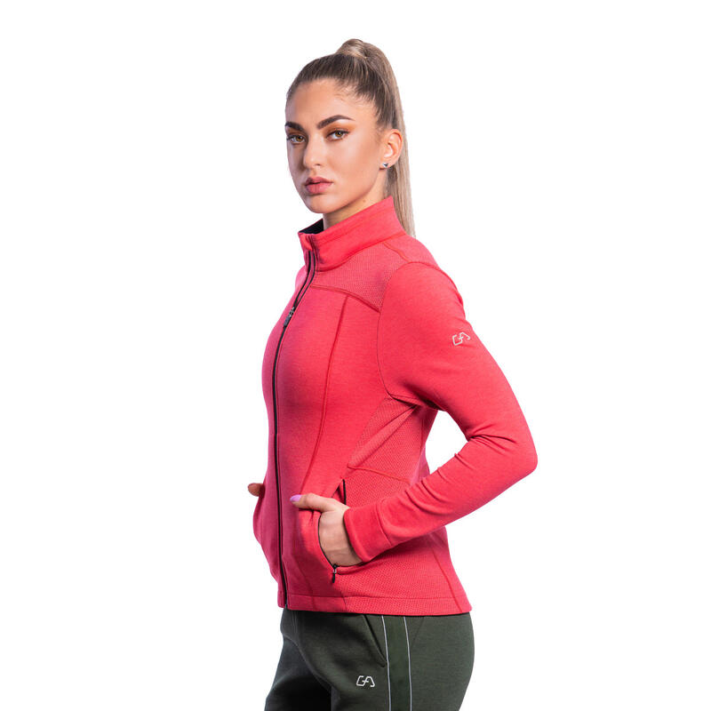 Women Slim Fit Lightweight insulated Zipper Sport Jacket - Coral Pink