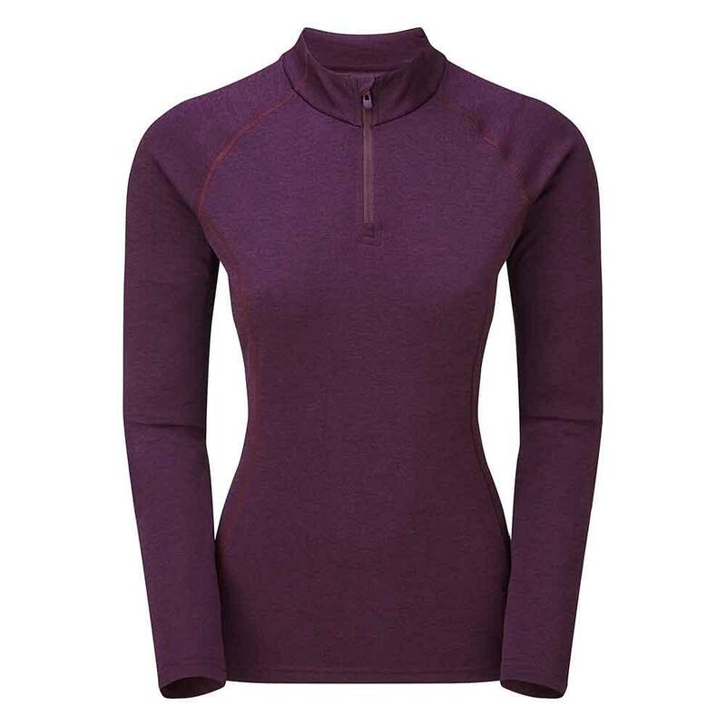 Dart Zip Neck Women's Long Sleeve Quick Dry T-shirt - Purple