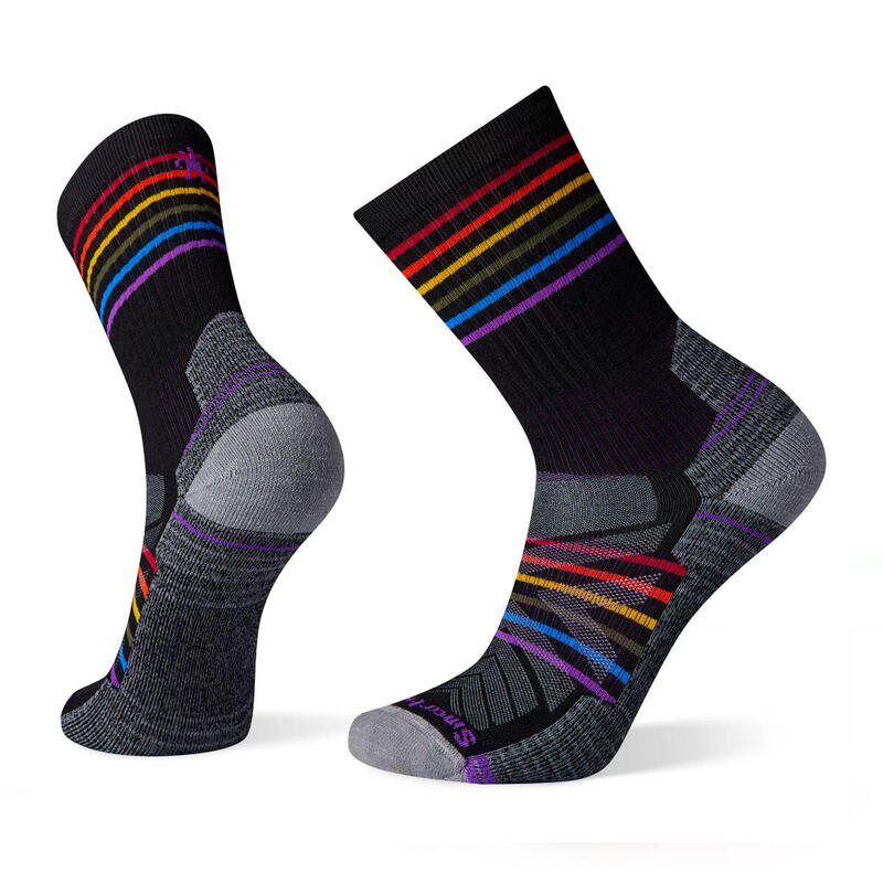 Hike Light Cushion Pride Pattern Men Crew Socks - Black