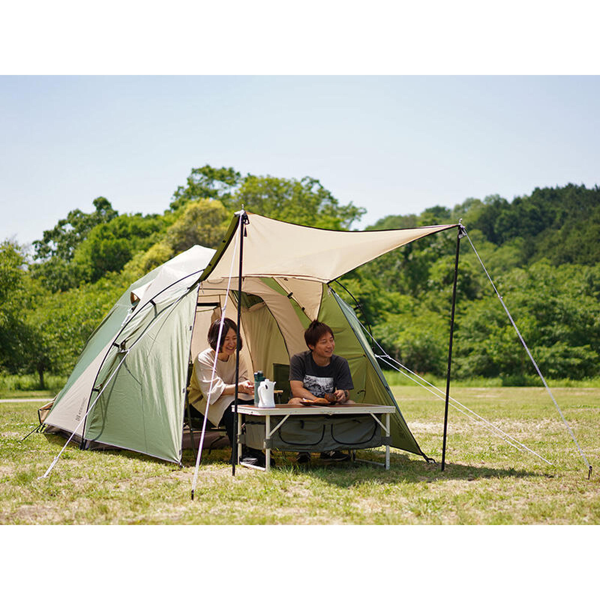 THE ONE TOUCH(M) T3-673-KH 3 Person Camping Tent - Khaki