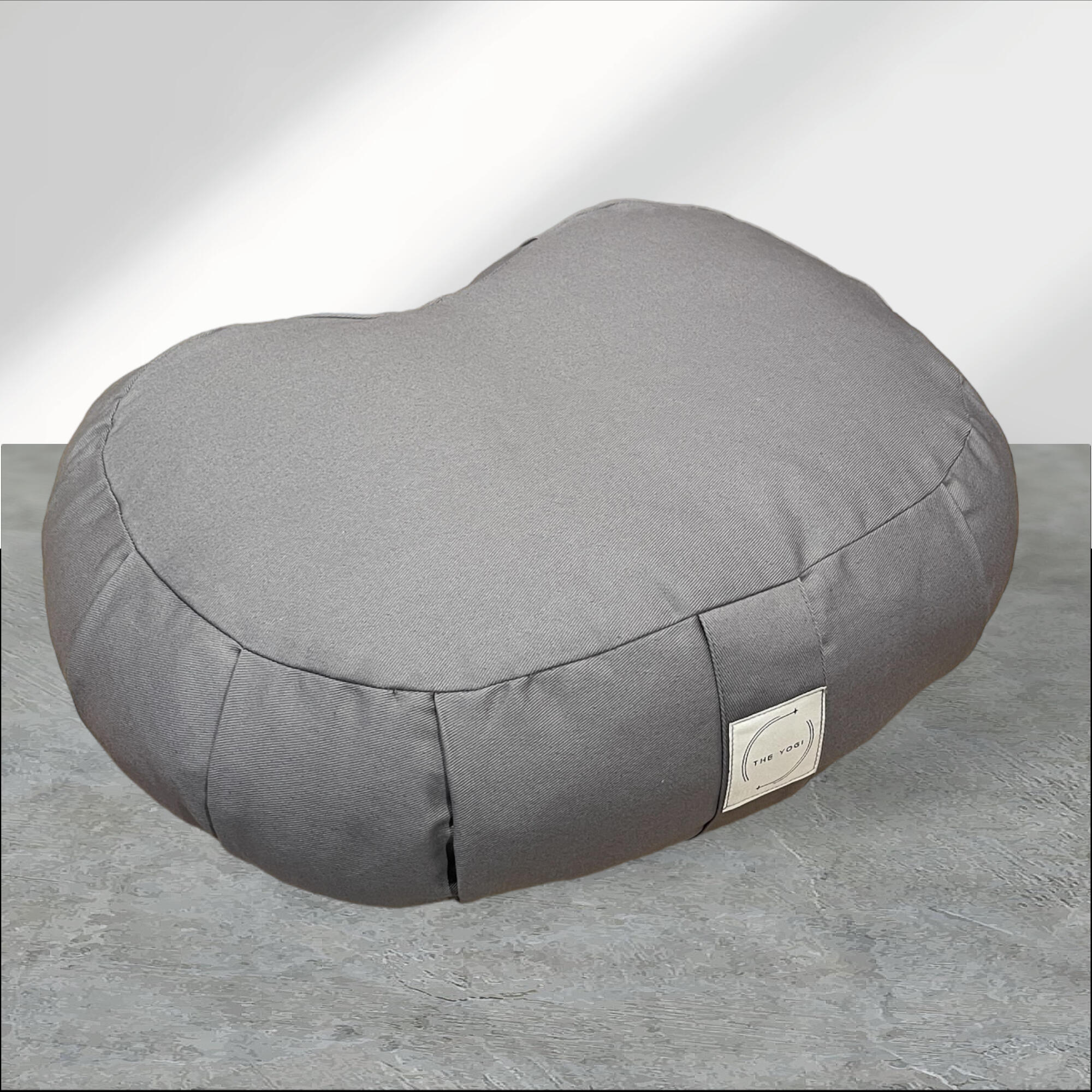 Meditation Cushion Zafu with Buckwheat Husk Filling Light Grey