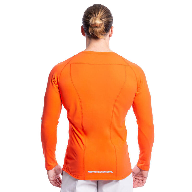 男裝側印透氣修身跑步健身運動長袖T恤 - 橙色