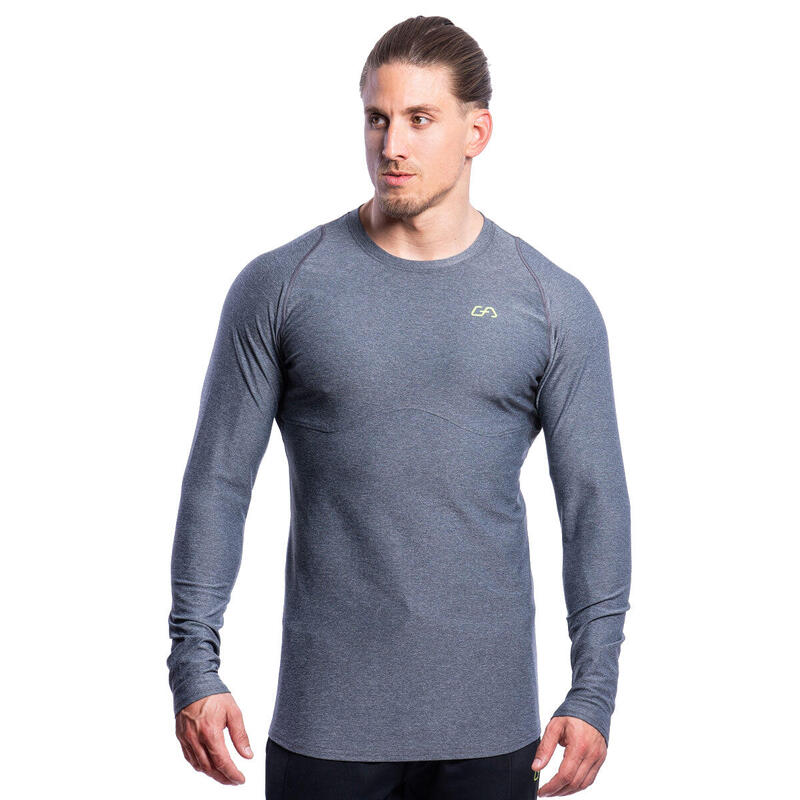 Men Printed Tight-Fit Long Sleeve Gym Running Sports T Shirt Tee