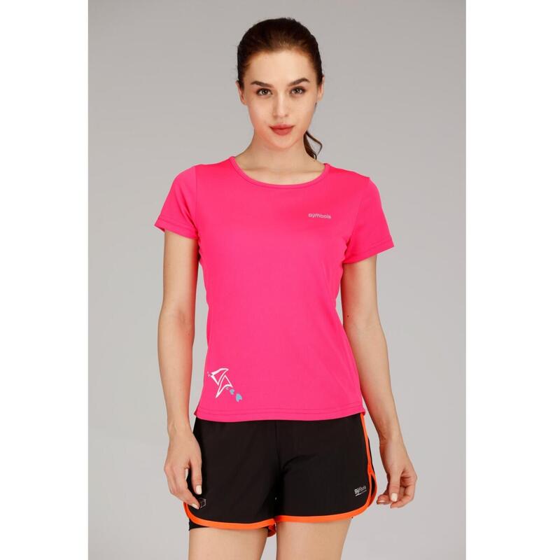 Women Quick Dry Crew Neck Short Sleeve Sport T-shirt - Pink