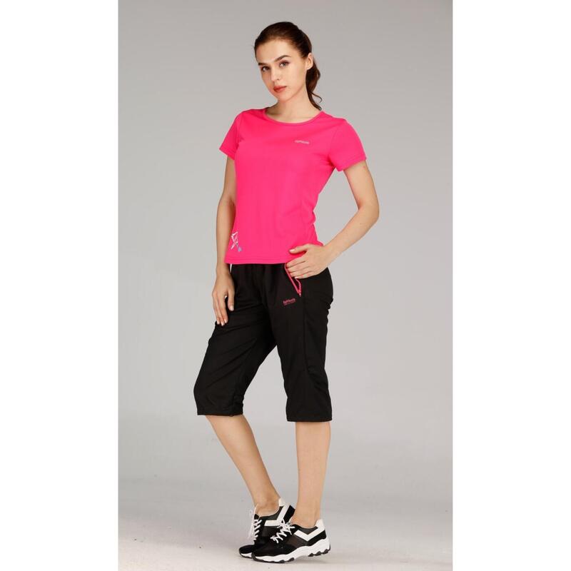 Women Quick Dry Crew Neck Short Sleeve Sport T-shirt - Pink