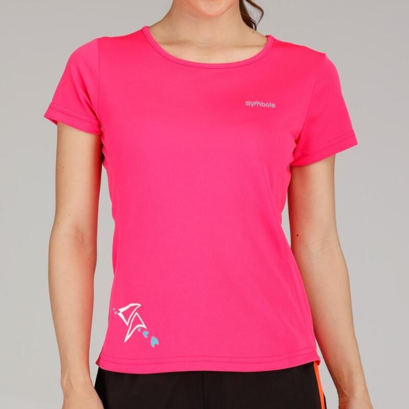 女裝排汗透氣圓領短袖運動T恤 - 粉紅色