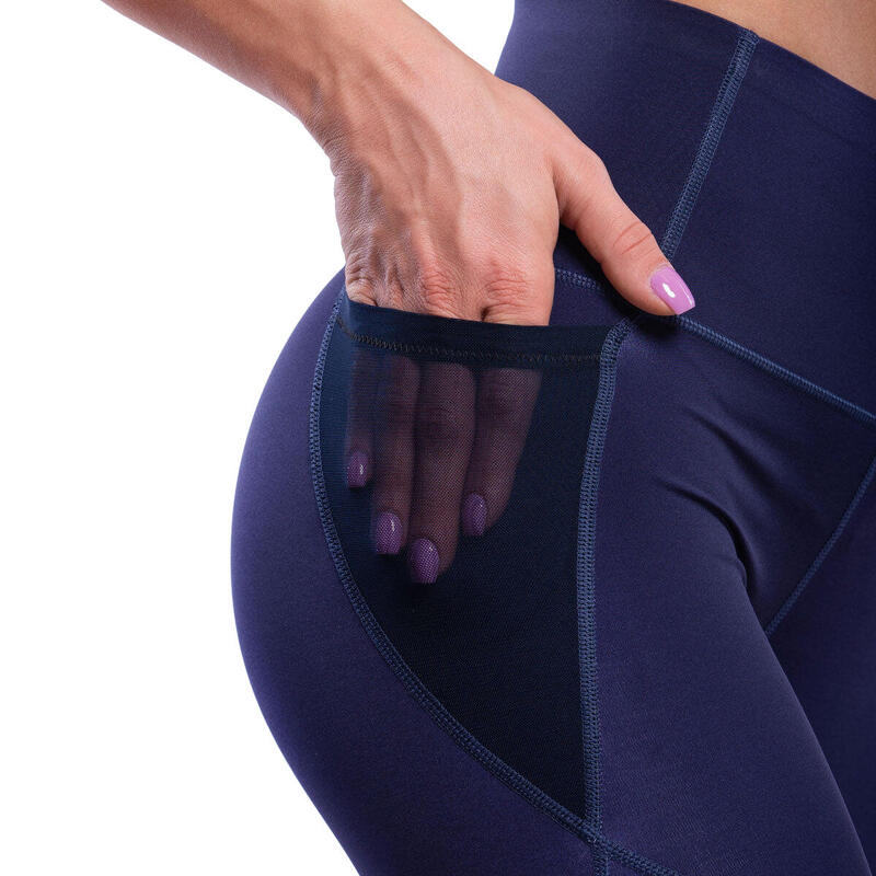 Women GA MultiPocket High-Waist Breathable Activewear Mesh Legging - Navy blue