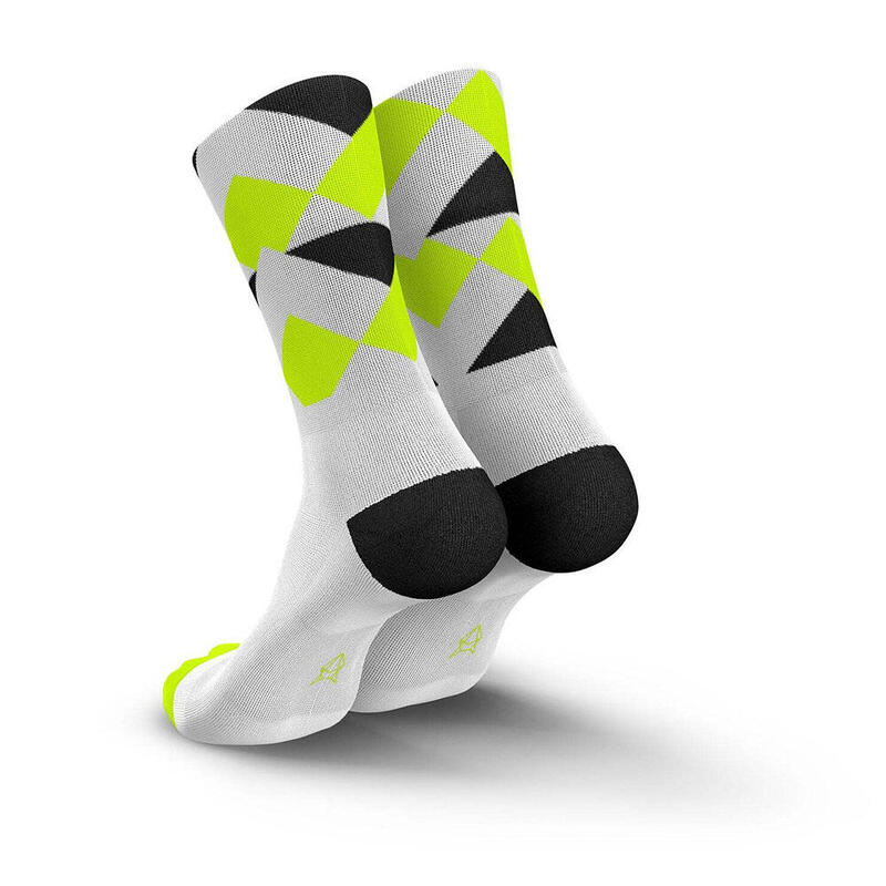 意大利製造高筒跑步運動襪 - 白/黑色