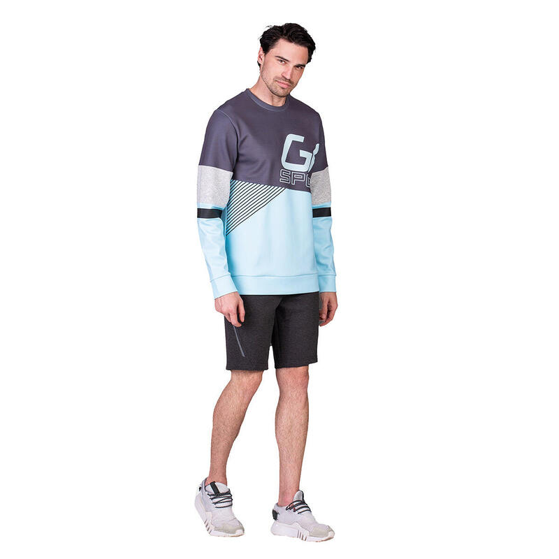 Men GA Pattern Lightweight Long Sweatshirts - Light sky blue