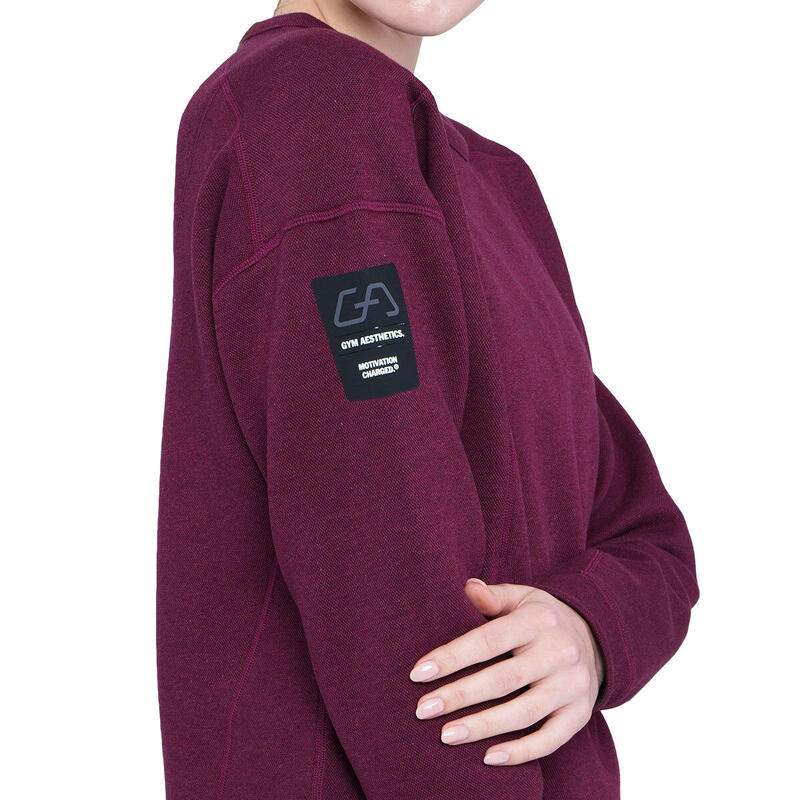 Women Plain Reversible Lightweight Long Sweatshirts - Purple grey
