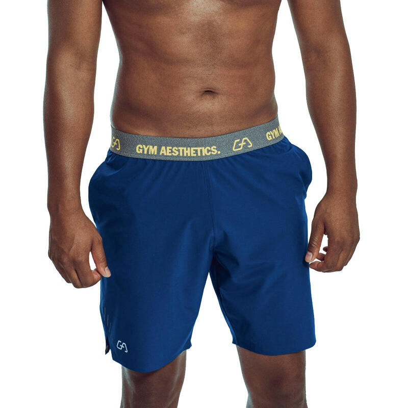 Men Waistband Breathable Dri-Fit 9" Running Sports Shorts - Navy blue