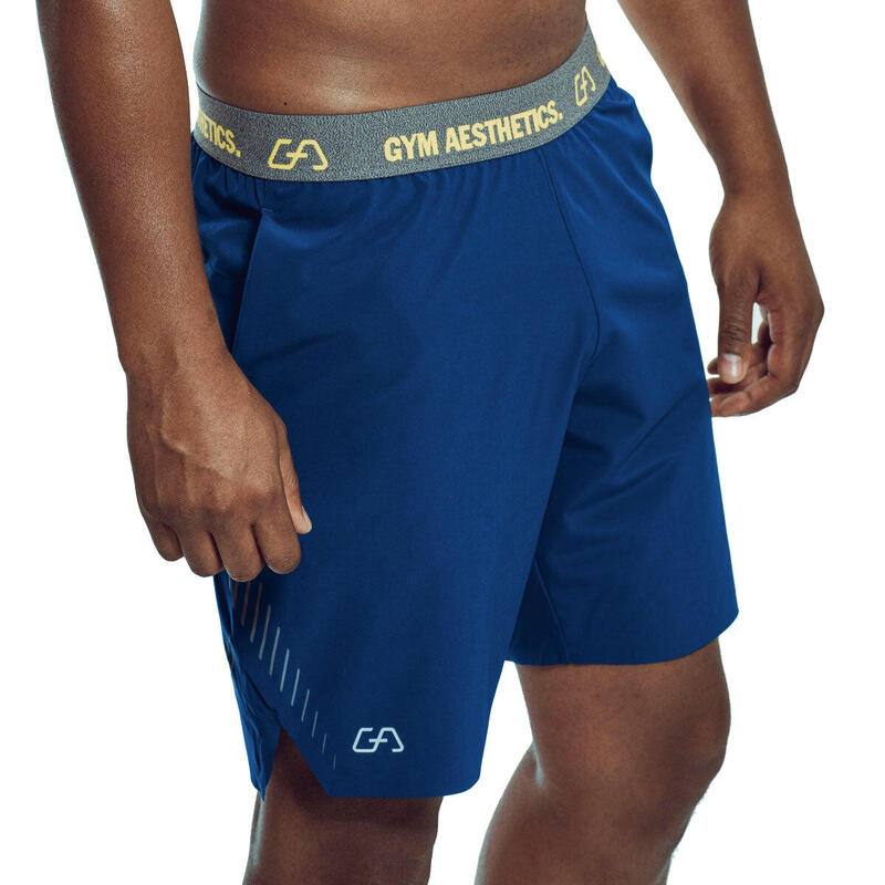 Men Waistband Breathable Dri-Fit 9" Running Sports Shorts - Navy blue