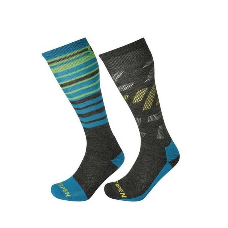 Adult Ski Mid ECO Socks (2 Pack)- Grey/Blue