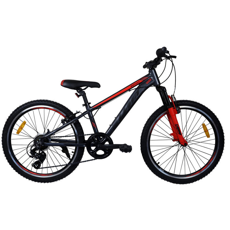 Bicicleta Infantil 24” Umit Cuadro Aluminio 7V Gris-Roja