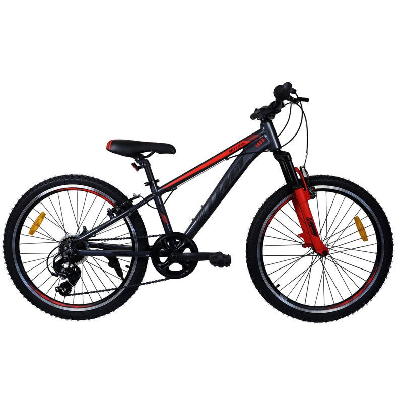 Bicicleta Infantil 24” Umit Quadro Alumínio 7V Cinzento-Vermelho