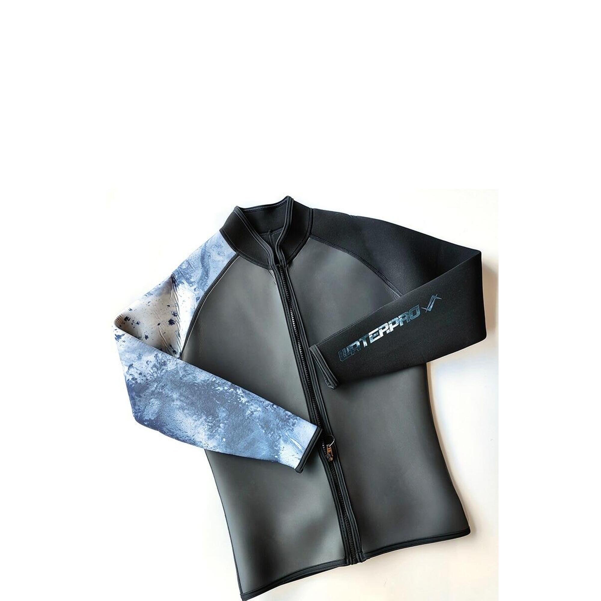 男士印花潛水外套3mm - 黑色/藍色