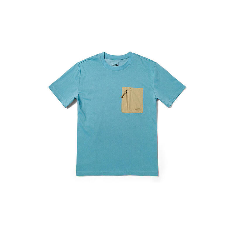 Hybrid Pocket 男裝棉質透氣短袖戶外T恤 - 天藍色