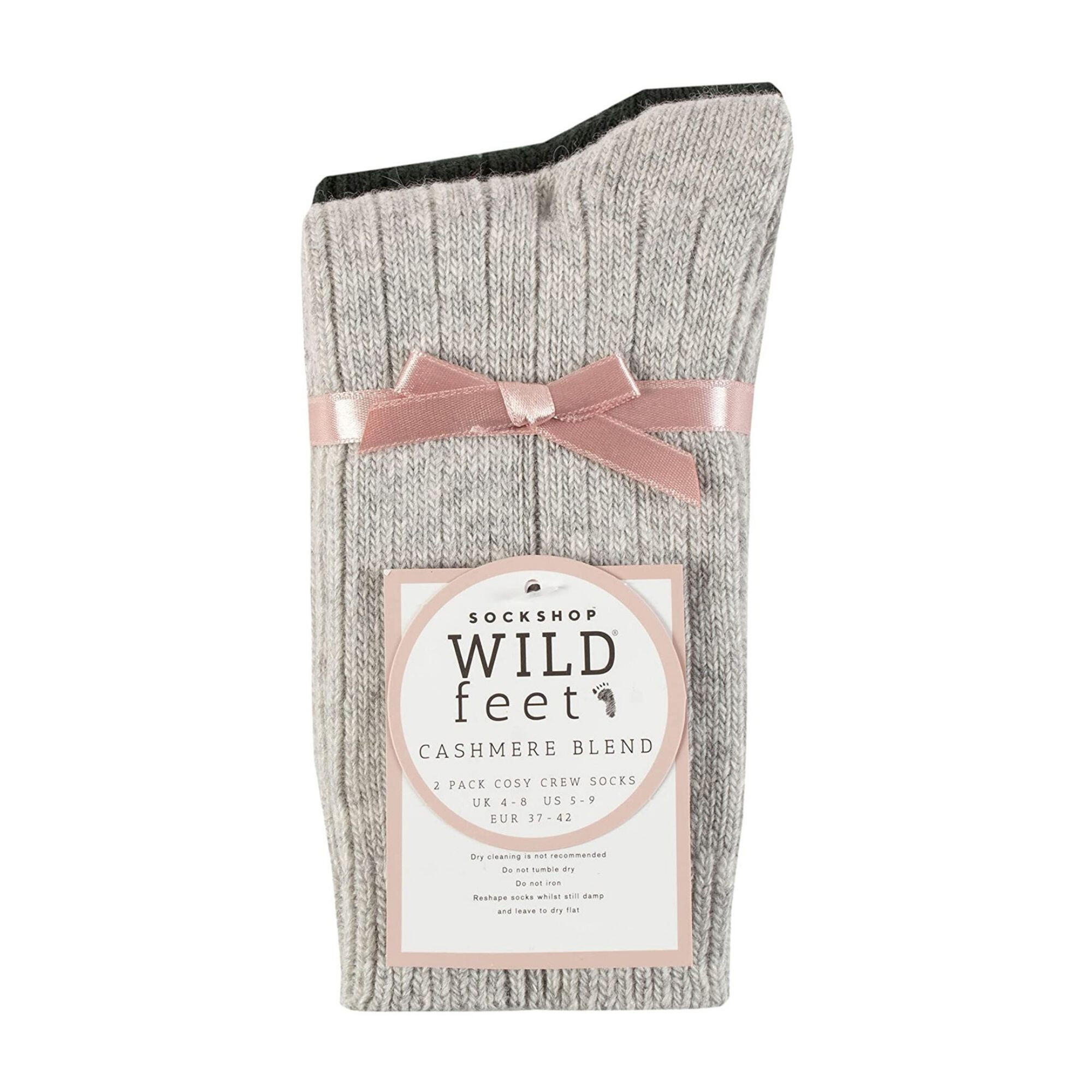 Ladies 2 Pack Soft Cashmere Bed Socks 2/3