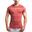 男裝單印修身彈性跑步健身短袖運動T恤上衣 - 珊瑚色